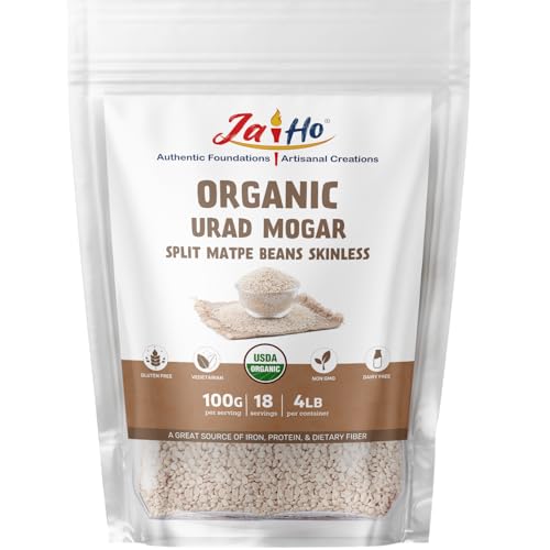 Jai Ho Certified Organic Urad Whole Dal (Matpe Beans) with Skin 4 lb - USDA Organic | Non-GMO | Chemical-Free | Premium Quality Kosher | (Urad Whole Dal (Matpe Beans Skin))