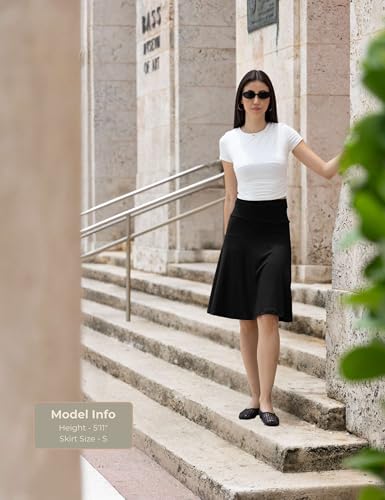 Popana Womens Casual Knee Length A-Line Stretch Midi Skirt Plus Size2