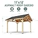 Endark 11x12 FT Solid Spruce Wood Gazebo with Waterproof Asphalt Roof, Outdoor Permanent Hardtop Gazebo Canopy for Patio, Garden, Backyard