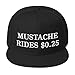 Mustache Rides $0.25 Hat (Embroidered Wool Blend Snapback Cap) Funny Hat Black