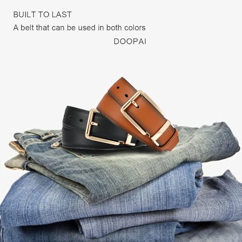 Image of DOOPAI Reversible Leather Belt for Men 1.25 inch - Dual Sided Dress and Casual Belt, Trim to Fit, 2 Styles in One Belt