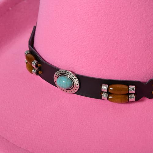 Image of Willheoy Kids Cowboy Hat for Girls Boys Western Cowgirl Hat with Buckle Belt Unisex Wide Brim Fedora Hat Dress Up Costume
