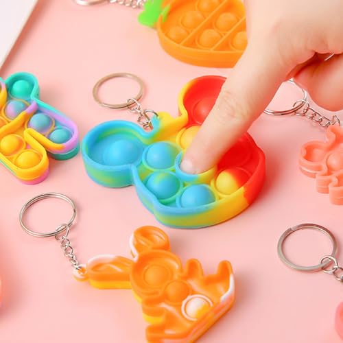 HABNI 20 Stück Mitgebsel Kindergeburtstag Mini-Fidget-Spielzeug, Partygeschenke für Kinder von 4–8, Popit Keychain für Kinder Jungen Mädchen Pop-Schlüsselanhänger
