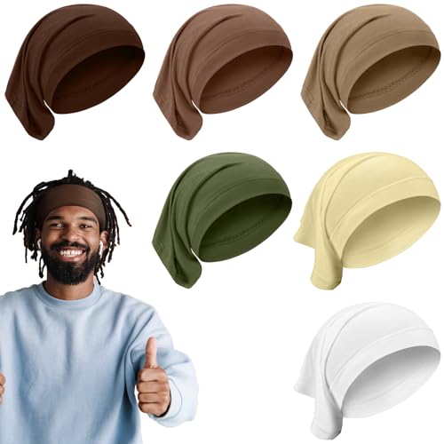 SATINIOR 6 Pcs Spandex Dreadlock Cap Dreadlock Tube Bands Unisex Men Women Elastic Hair Dreads Head Wraps Headbands for Dreads Accessories, 6 Colors(Vivid Color)