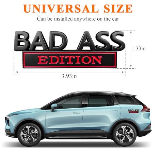 Image of Wevdn Car Bad Ass Edition Emblem, 3D Raised Funny Bad Ass Edition Metal Sticker Fender Badge Decal, Self-Adhesive Bad Ass Tailgate Hood Auto Body Decor, Exterior Car Accessories (Black&Red)