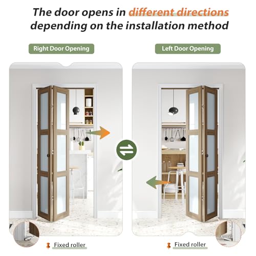 Image of FREDBECK Bifold Door for 32x80 Opening (Double 16x80),Glass Interior Doors