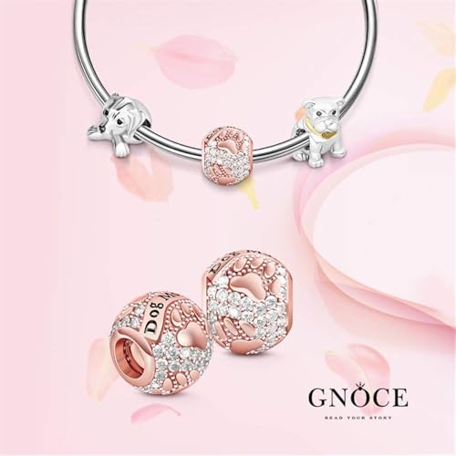 Image of GNOCE Pet Dog Bowl Bead Charm For Women, S925 Sterling Silver Bead Charm NecklaceBracelet for Her, Jewelry Gift