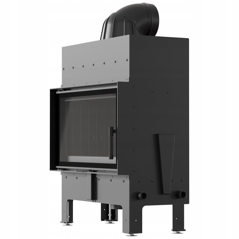 KRATKI Inserto per camino in acciaio a legna FLOKI 10 kW Ø200 frontale A+ | Acciaio nero, efficienza 83,6%, classe A+. Ecodesign, BImSchV 2; per recupero calore.; combustione efficiente; M fi
