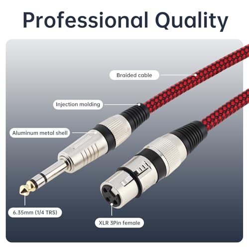 Cable de micrófono 1/4 TRS macho a XLR hembra 1.5 m miniatura 3