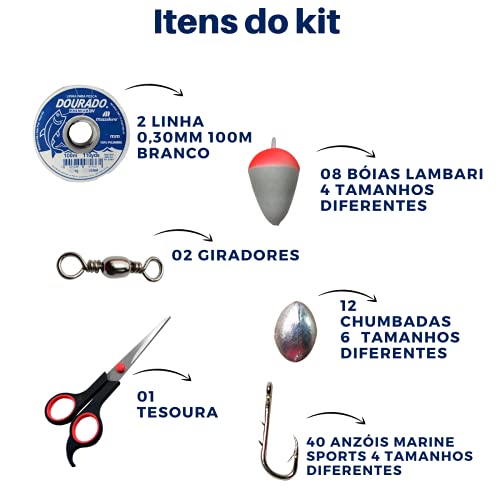Kit de Pesca Completo Vara Molinete Albatroz + Acessórios