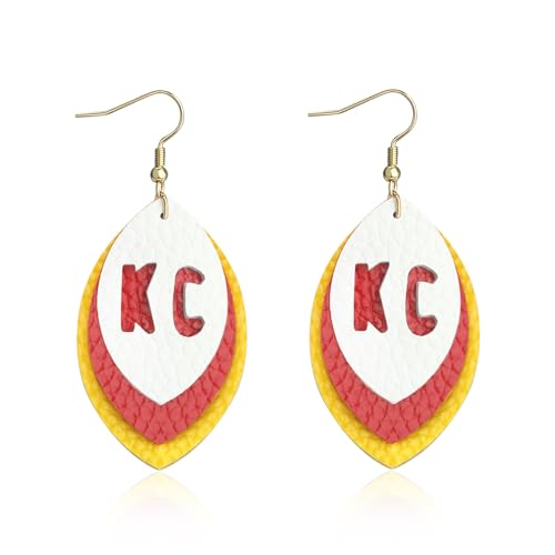 3 pair Leather Earrings for Football Fans K&C Earrings Kansas City Inspired jewelry Earrings3
