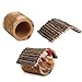 Wooden Hamster Tree Hole with Roof, Applewood Pet Hideout Tunnel Ferret Crab Shelter Play Rest Ladder for Small Animal Pets