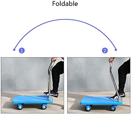 Heavy Duty Foldable Flatbed Cart - 360° Swivel Wheels, Silent Design for Effortless Shopping & Luggage Transport, Durable 72x46 cm Moving Trolley for Easy Mobility