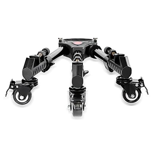 Neewer Professional Aluminum Alloy 400mm/15.7inch Extendable Adjustable Tripod Dolly with Rubber Wheels for DSLR Camera Camcorder Photography Photo Movie Film Video Making