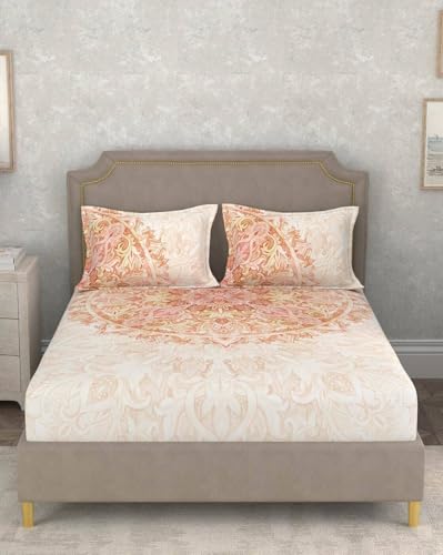 Image of Portico New York Super King Size Flat Bedsheet with 2 Pillow Covers Facets (Multicolor 2)