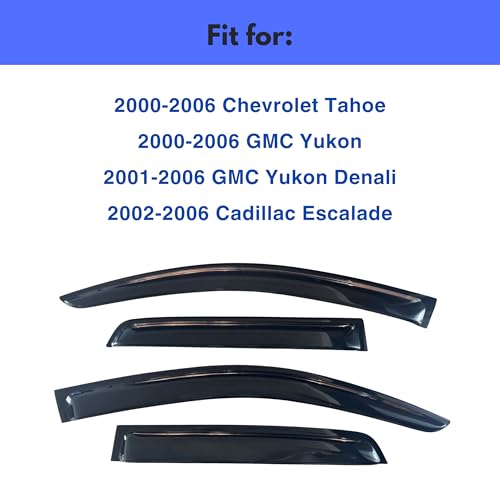 Image of IG Window Visors Fit for 2000-2006 Chevrolet /Chevy Tahoe, Out-Channel Rain Guards Vent Wind Deflectors 4PC, Car Accessories for 2000-2006 GMC Yukon /Yunkon Denali, 2002-2006 Cadillac Escalade