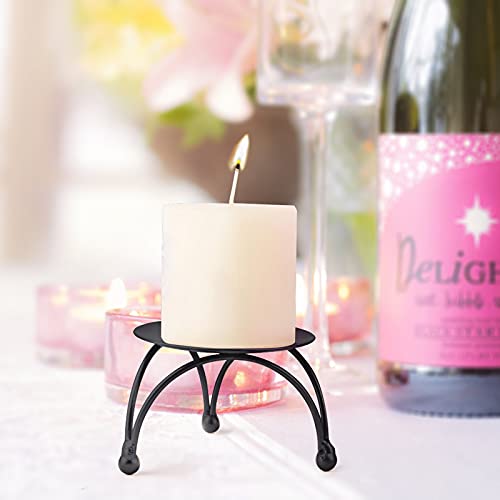 Black Candle Holder, Dedoot Set Of 3 Iron Pillar Candle Plate Small-2.5Inch Decorative Decorative Small Candle Stick Holder Fit Led & Wax Candles, Pedestal Candle Stand For Tables, Wedding #TOP4