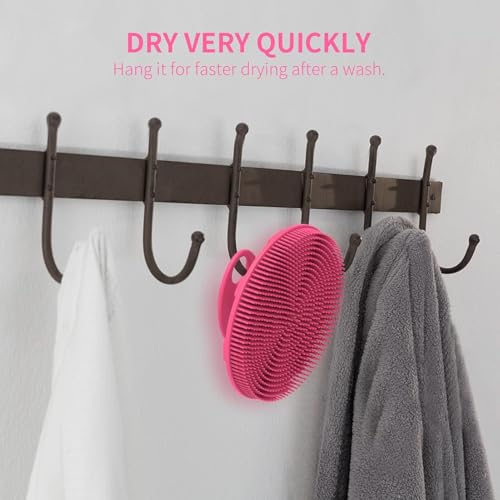 Image of Silicone Body Scrubber 2 Pack, Shower Bath Scrubber, More Hygienic Than Traditional Loofah, Lather Nicely, Gentle Exfoliating Brush for Women Men Baby Sensitive Skin, Blue+Rose