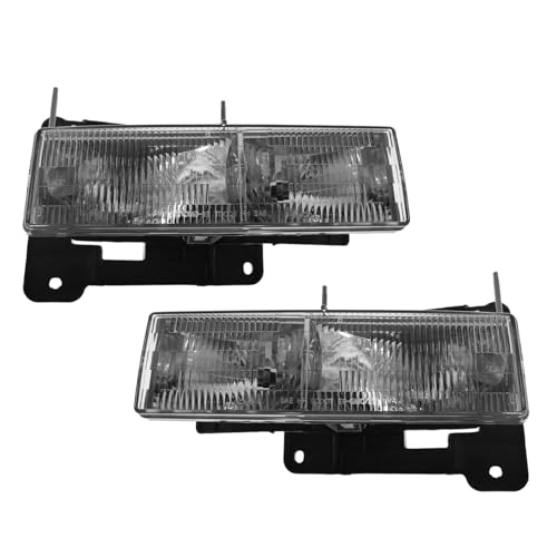 Image of TRQ 2 Piece Headlight Assembly Set Halogen Chrome Bezel Driver & Passenger Side Compatible with Chevrolet Chevy GMC C1500 K1500 1990-1999 C2500 K2500 1990-2000 C3500 1990-2002 K3500 1990-2000