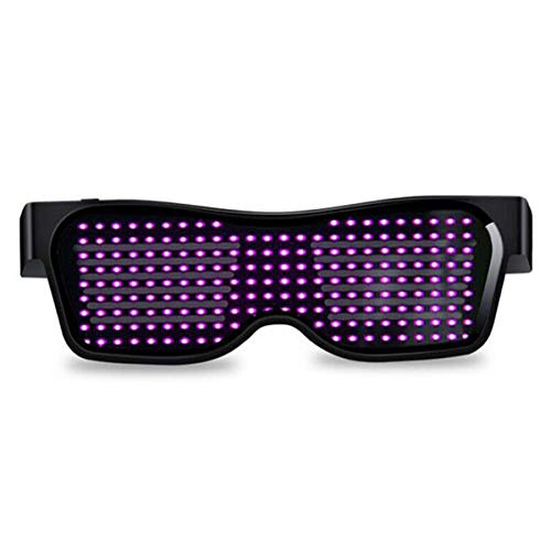 Queen.Y Lunettes LED Personnalisables BT Allument des Lunettes Application Bluetooth Affichage LED Connecté Lunettes Intelligentes USB Rechargeable Bricolage Lunettes Funky pour La Scène