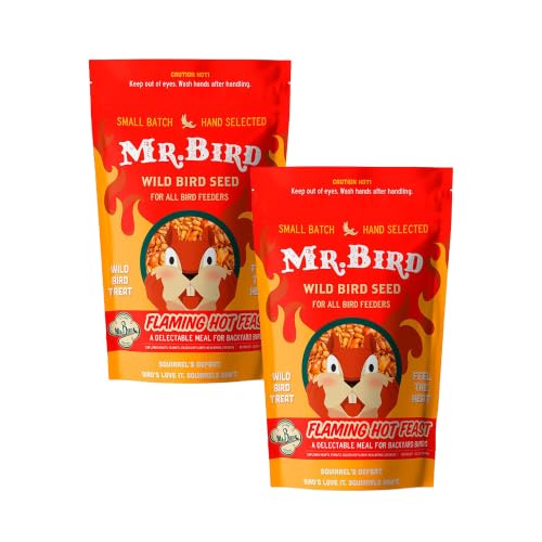 Mr. Bird Flaming Hot Feast Spicy Wild Bird Seed, 2-Pack, 2lb Resealable Bag