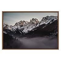 SIGNWIN Framed Canvas Wall Art Sunrise Over Snowy Mountains with Foggy Forest Landscape Wilderness Photography Modern Art Scenic Dramatic for Living Room, Bedroom, Office - 16