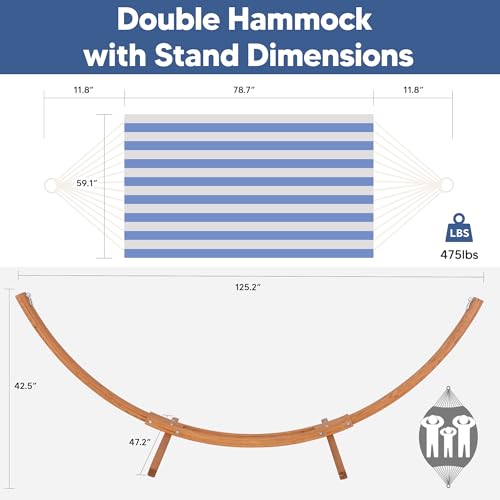 Image of SUNCREAT Hammocks for Outside with Stand, Blue & White