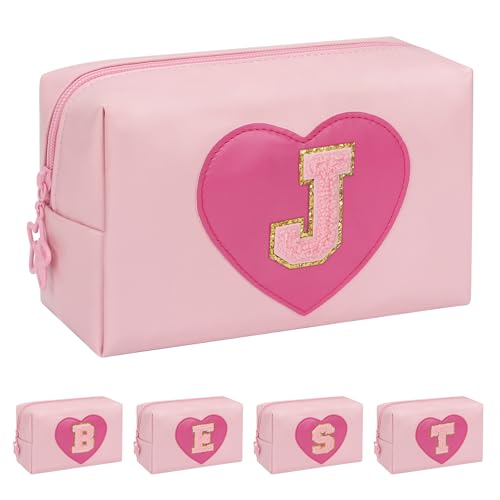 Initial Makeup Bag, Cute Makeup Bag Small Cosmetic Bag for Girls, Travel Makeup Bag Organizer, Personalized Birthday Gifts for Girls Sister Daugther Granddaugther Friend, Teen Girls Gifts Trendy Stuff