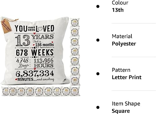 Kies®Gift(Double-Sided) 13Th Birthday Teen Gift Ideas 18X18 Pillow 13 Year Old Girl Gift Ideas Cuddle Pillow 13 Year Old Boy Gift Ideas Teen Girl Birthday Gift Teen Boys Gift Ideas 13Th Birthday Girl #TOP7