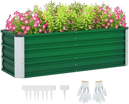 Outsunny Arriate de Jardín de Acero Incluye Guantes Huerto Urbano...