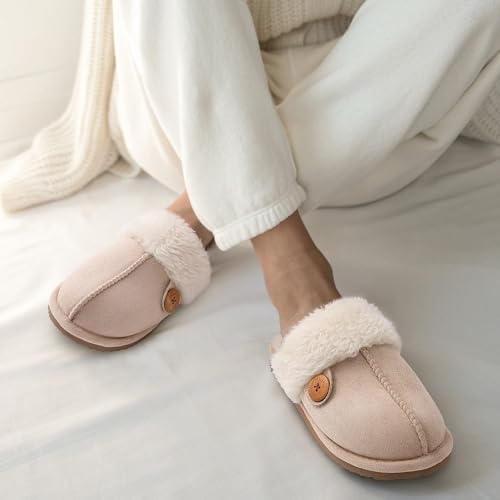Image of Litfun Women's Fuzzy Memory Foam Slippers Fluffy Winter House Shoes Indoor and Outdoor