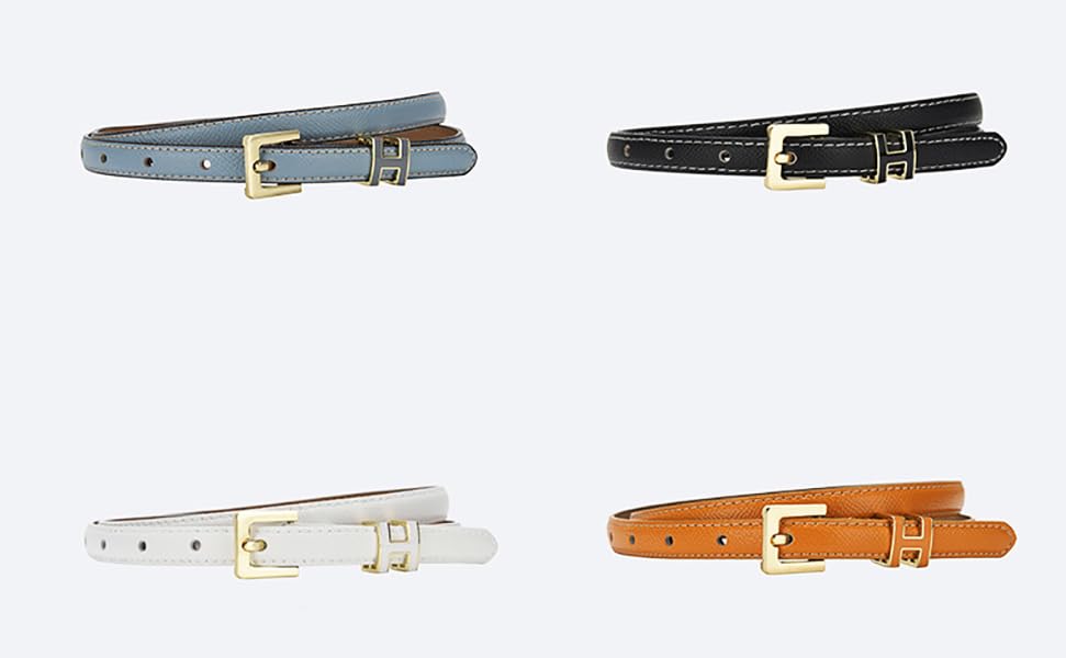 Women Skinny Leather Belt Thin Waist Jeans Belt for Dress in Pin Buckle Belt2