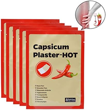 Kooshy 40 Pieces Pain Relief Patch Chinese Medicinal Paprika Plasters for Joints Porous Chilli Patch Hot Capsicum Pain Relieving Patches for Neck