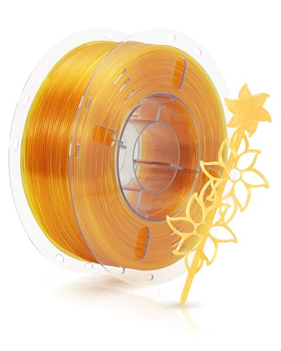 ⚡ FilaBees Transparent Filament Clear PETG 1.75mm,Rapid PETG High Toughness 3D Printer Filament for Fast & High Precision Printing,Odorless Better Flow 3D Printing Filament,Yellow 1kg(2.2lbs)