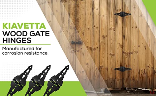 Kiavetta Wood Gate Hinges | Wood Fence Hinge Kit | 8" Strong Strap Hinge | Wood Gate Hardware | Three Pack #TOP1