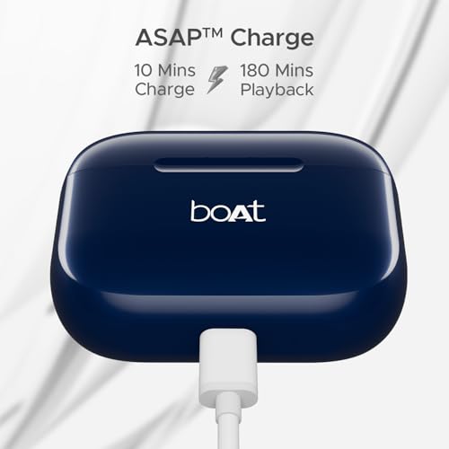 Image of Boat Airdopes 163 / Airdopes 161 Bluetooth in Ear Earbuds with 40 HRS Battery, Fast Charge, 13mm Drivers, IPX5, Quick Touch Response Control (Bold Blue)