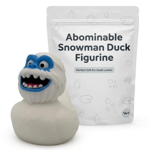 Abominable Snowman Duck Collectible Figurine - Unique Winter Themed Desk Decor - Eye-Catching Shelf Display for Home or Office Accent - 3D Printed in Canada