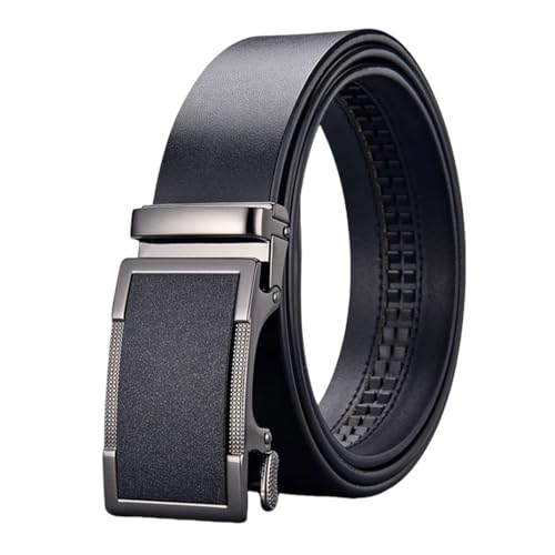 Ceinture en cuir véritable pour homme avec boucle automatique en métal pour jeans