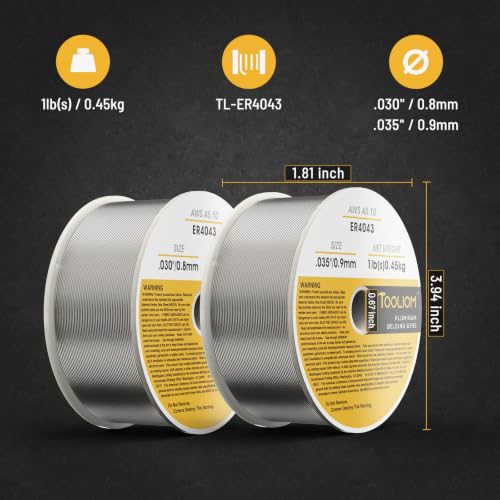 Image of TOOLIOM ER4043 .030 inch+.035 inch Aluminum MIG Welding Wire, 1LB Spool 2PCS