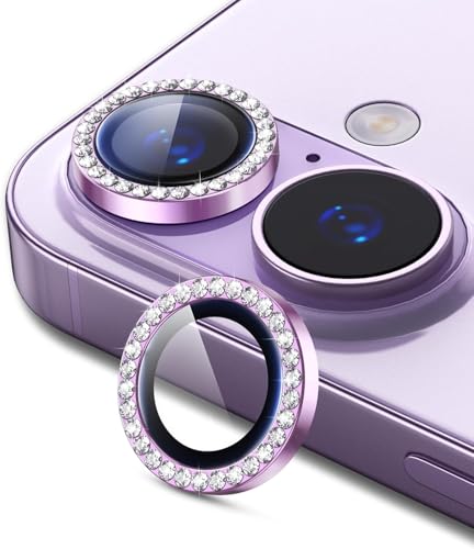Image of Diamond Camera Lens Protector for iPhone 17 Purple HD Clear 9H Hard Tempered Glass Camera Cover Waterproof Easy Install Full Camera Protection Anti Drop Case Friendly Luxury Shiny Diamond Design