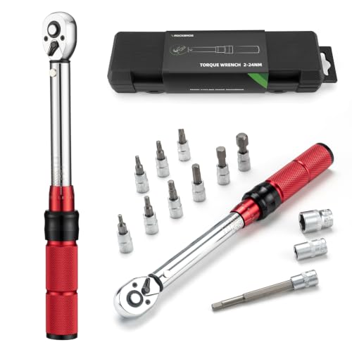 Image of ROCKBROS Bike Torque Wrench 1 /4 Inch 13-Piece Kit | 72-Tooth Gear, 2 to 24 Nm / 17.7~212.42 in-lb, Dual-Direction Click Type, 0.2 Nm /0.5 Micro-Adjustment Bike,E-Bike,Motorcycle
