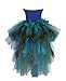 Tutu Dreams Fancy Feather Peacock Costume Outfit Long Train Dress and Headband-Medium size 8