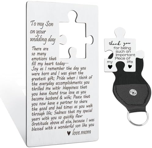 Son Wedding Gifts From Mom, Engraved Wallet Insert Card for Son on Wedding Day, Groom On Wedding Day Card Gift, Son Wallet Card from Mother, Cute Wedding Gifts for Son