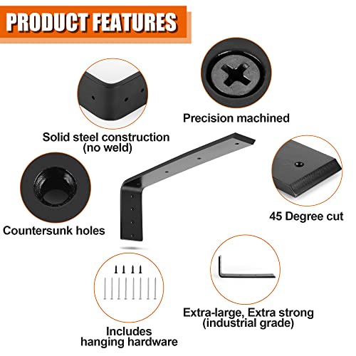 Heavy Duty Large Countertop Shelf L Bracket 16 Inch Solid Steel Metal - Support Corner Brackets Include Hardware For Easy Installation #TOP1