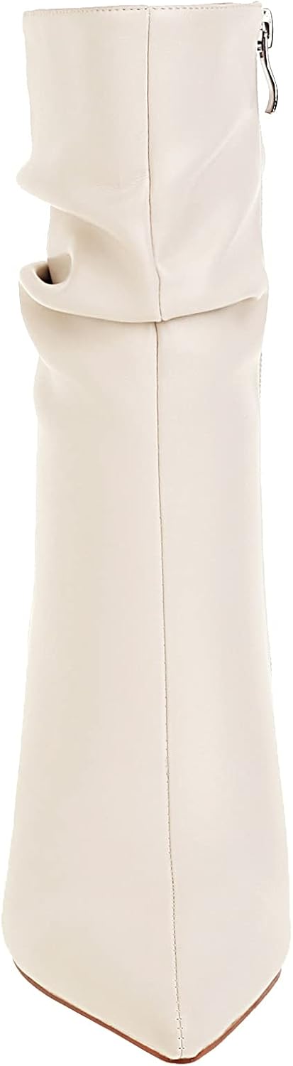 vivianly Womens Pointed Toe Heel Boots Stiletto Heels Mid-Calf Boots Zipper Booties - Image 6