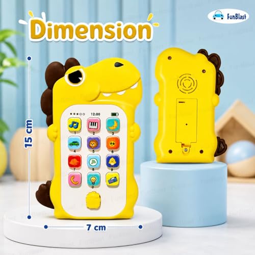 Image of FunBlast Cartoon Musical Mobile Phone for Kids, Mobile with Light & Sound Toys for Babies | Educational Toys for Kids 3+ Years /Boys /Girls-1 Unit (Dino-Yellow)