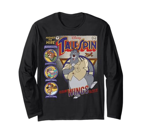 T-shirt TaleSpin Disney à manches longues imprimé affiche rétro pour homme