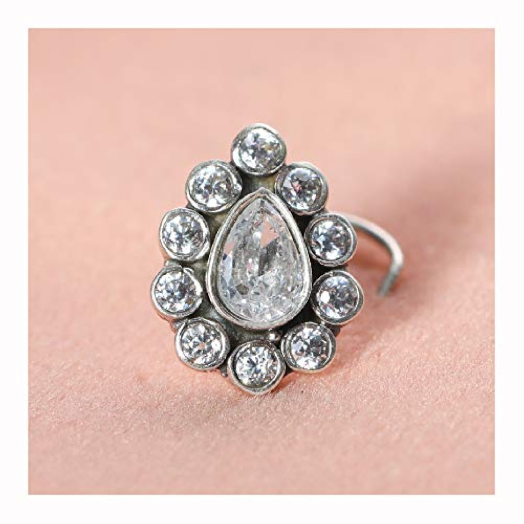 Women's Stone Nose Pin Wire in Pure 92.5 Sterling Silver