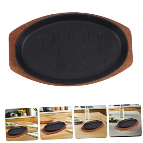 ZUNOXAZ Cast Iron Fajita Pan with Wooden Tray and Heat-Resistant Mitt Versatile Grill and Bakeware for Stovetop and Oven Cooking Even Heat Distribution Steak Platter for Home Barbecue - Image 8