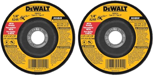 DEWALT DW4514 1/4" Thick Grinding Wheel with 4-1/2" Diameter and 7/8" Arbor (Pack of 2)